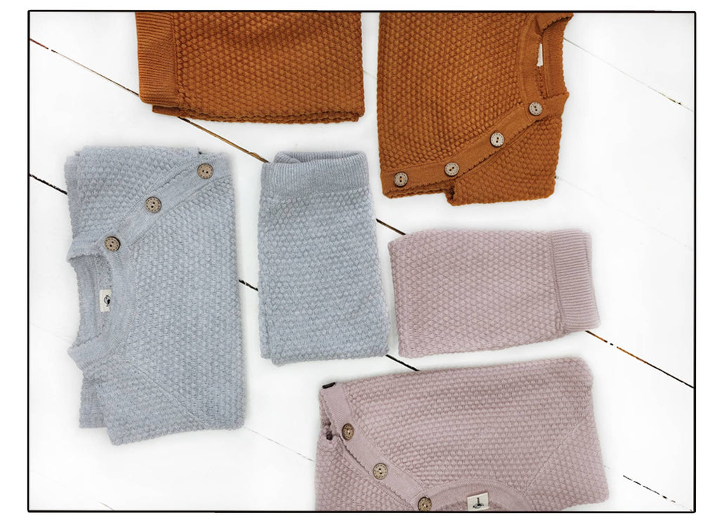 Mali Wear - Noah Cotton Knit 2pc Shirt and pants Baby Outfit Set: Mauve / 0-3m