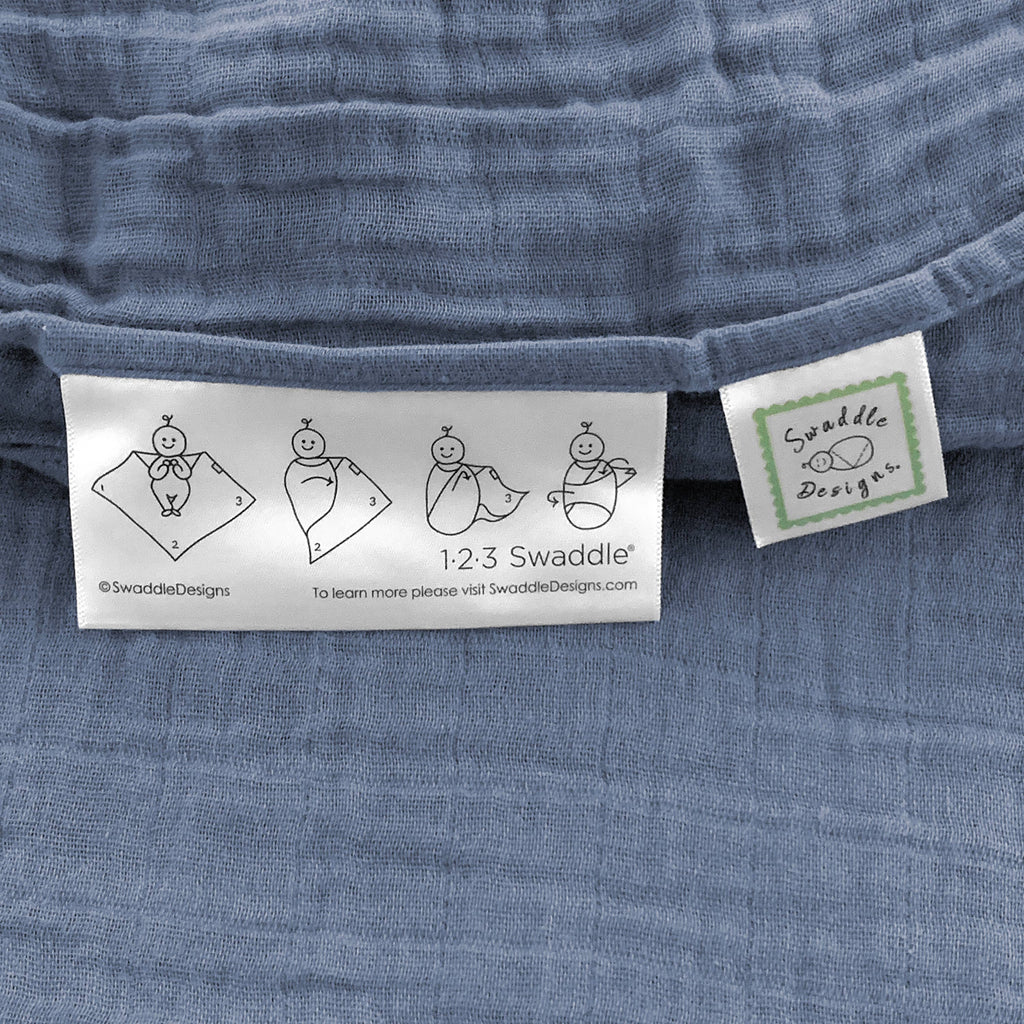 SwaddleDesigns - Denim Muslin Swaddle Blanket, Premium Cotton