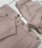 Mali Wear - Noah Cotton Knit 2pc Shirt and pants Baby Outfit Set: Mauve / 0-3m