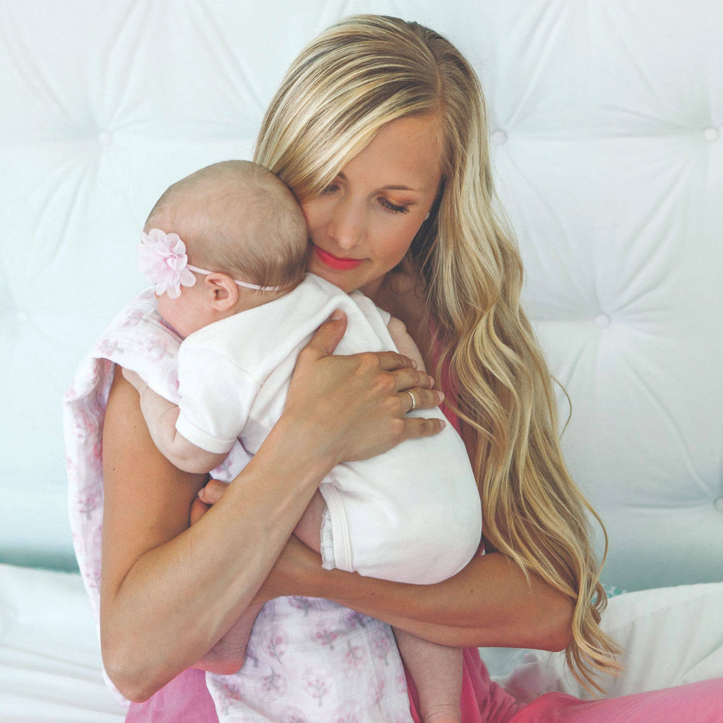 SwaddleDesigns - Pink Heavenly Floral Muslin Swaddle Blanket, Premium Cotton