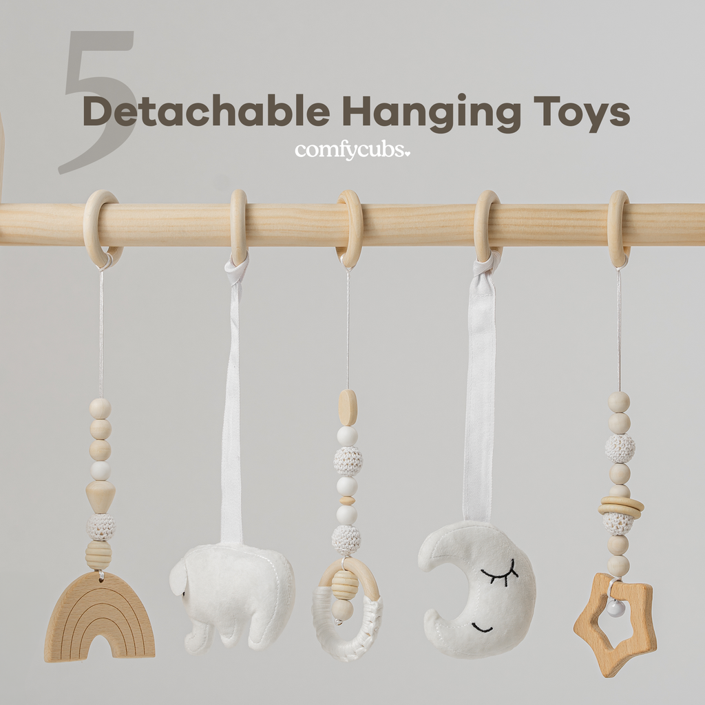 Foldable Baby Play Gym with 5 Hanging Toys