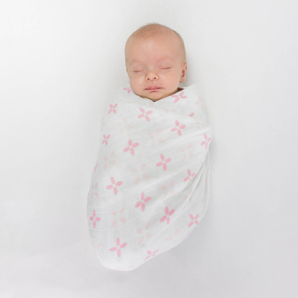 SwaddleDesigns - Muslin Swaddle Blankets (Set of 3), Pink Springfield
