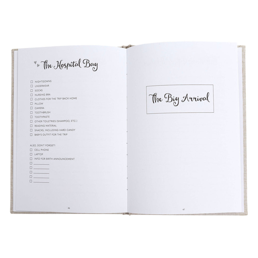 Kate & Milo - Beige Linen Pregnancy Journal, Memory Book