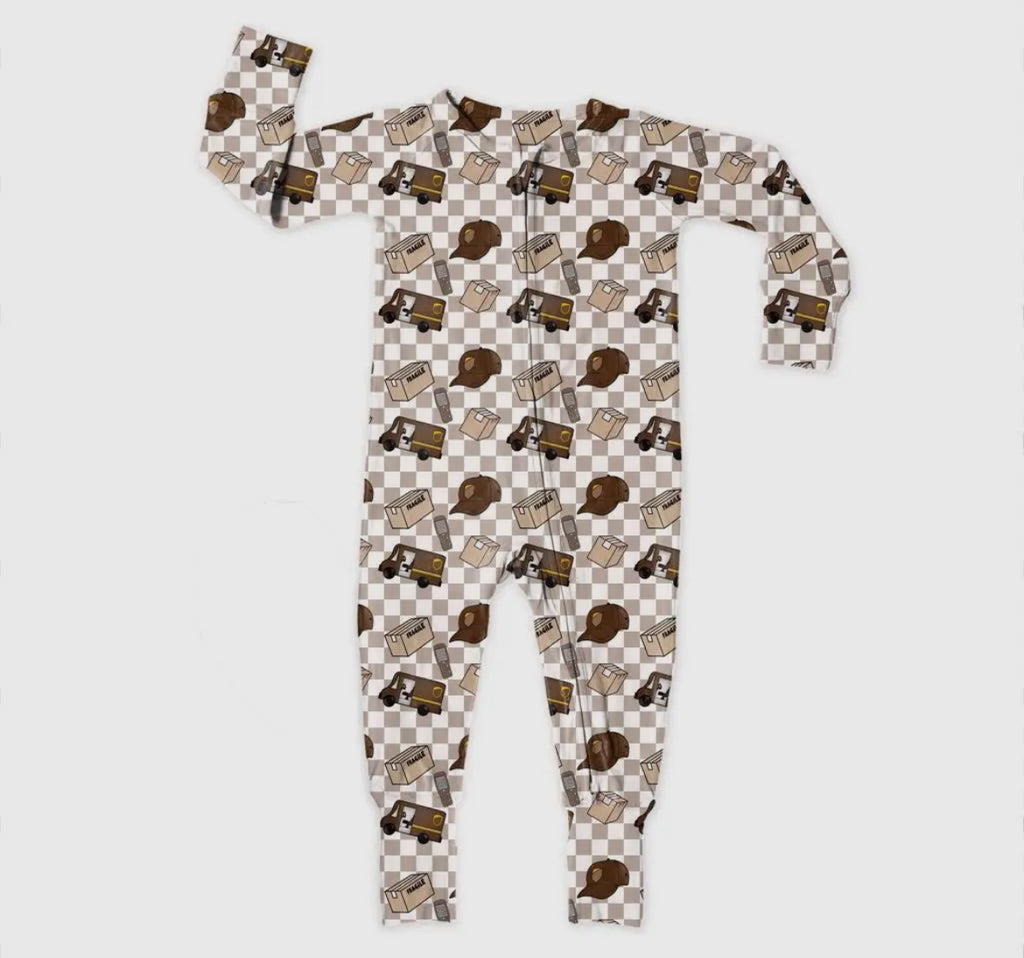 Miller & Co. - Bamboo Zipper Footie UPS Package Delivery