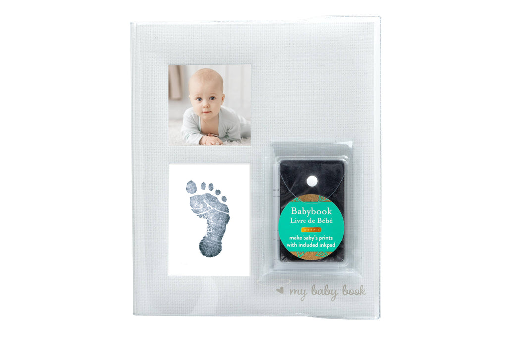 Kate & Milo - Linen Memory Babybook and Ink Pad, Gray