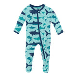 KicKee Pants - Bamboo Sleeper Footie (2-way Zipper) - Shark Week: Newborn