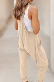 Little Daisy Closet - LDC Side Pockets Harem Pants V Neck Jumpsuit Apricot Romper