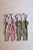 Axel & Rose - Tie Sleeve Ribbed Jumpsuit: 1-2T / Soft Pink