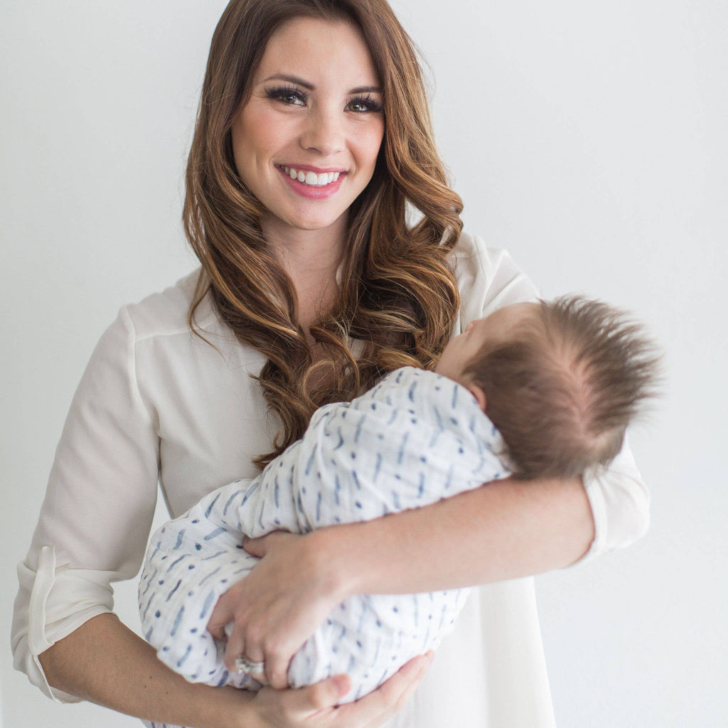 SwaddleDesigns - Muslin Swaddle Blankets (Set of 3), Indigo Denim