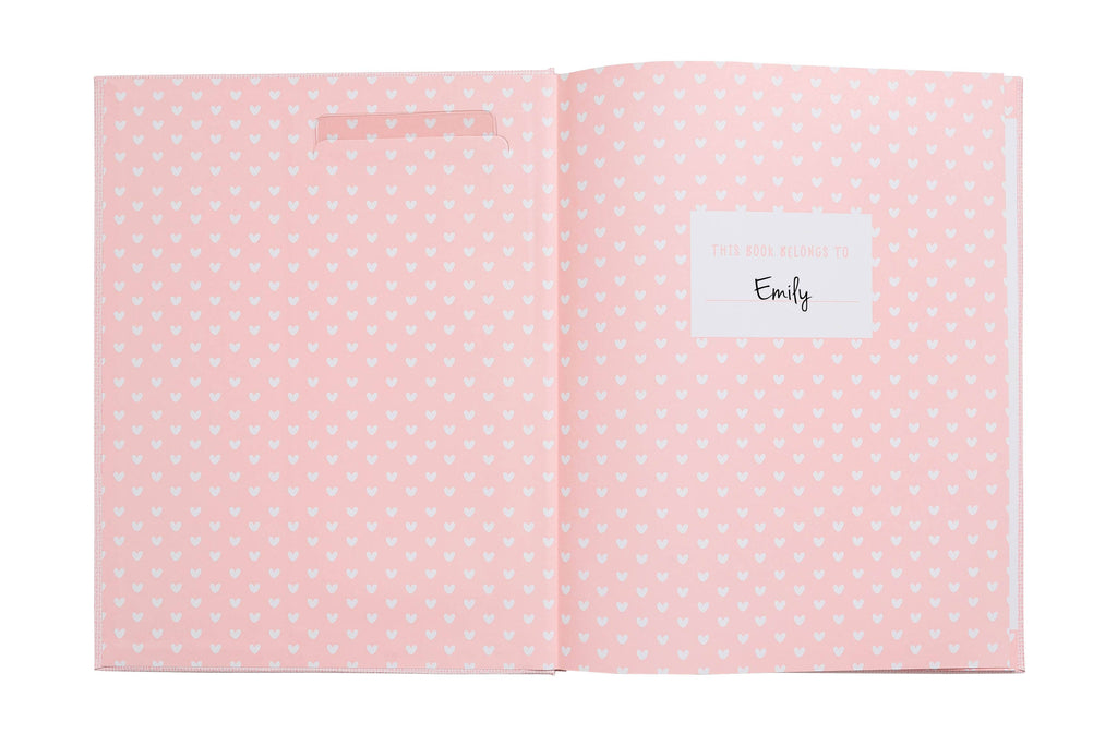 Kate & Milo - Linen Memory Babybook and Ink Pad, Pink