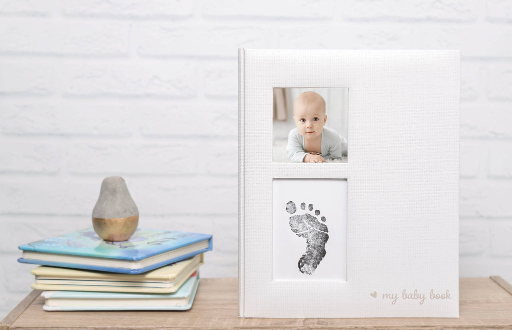 Kate & Milo - Linen Memory Babybook and Ink Pad, Gray