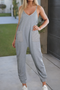 Little Daisy Closet - LDC Waffle Knit Spaghetti Straps Loose Fit Jumpsuit: Gray Romper