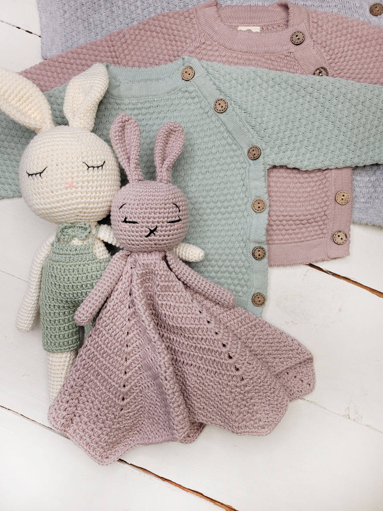 Mali Wear - Noah Cotton Knit 2pc Shirt and pants Baby Outfit Set: Mauve / 0-3m