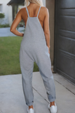 Little Daisy Closet - LDC Waffle Knit Spaghetti Straps Loose Fit Jumpsuit: Gray Romper