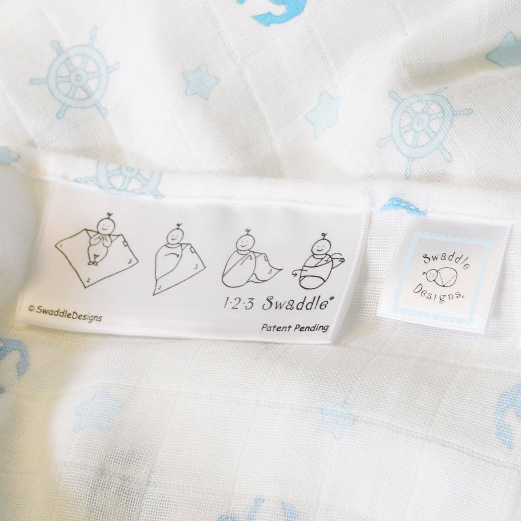 SwaddleDesigns - Muslin Swaddle Blankets (Set of 3), Indigo Denim