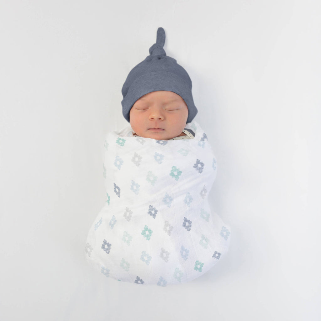 SwaddleDesigns - Muslin Swaddle Blankets (Set of 3), Indigo Denim