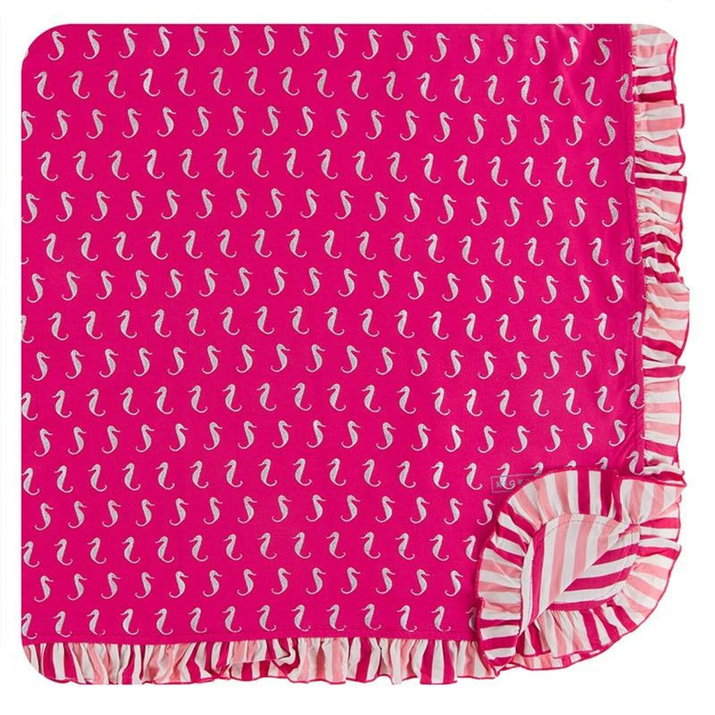 Ruffle Toddler Blanket Prickly Pear Mini Seahorses
