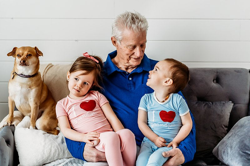 I <3 Grandpa Short Sleeve Appliqué Pajama Set in Lotus