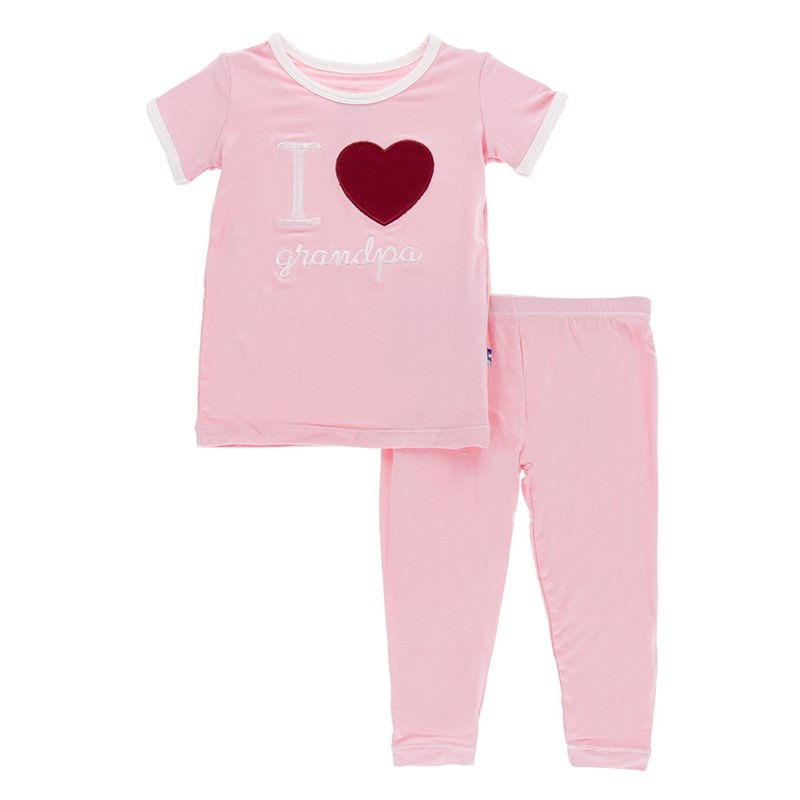 I <3 Grandpa Short Sleeve Appliqué Pajama Set in Lotus