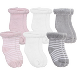 6 Pack Terry Newborn Socks Pink