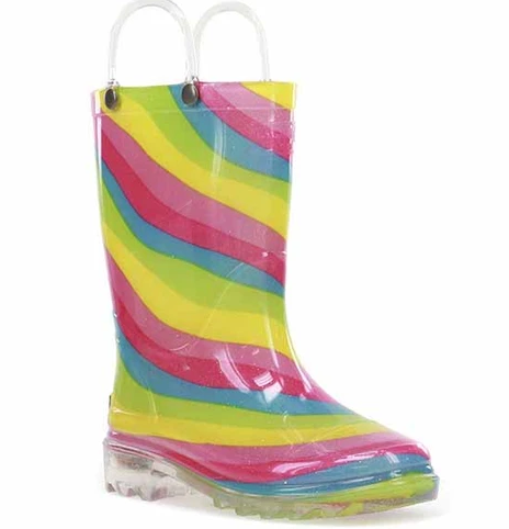 Women's light on sale up rain boots