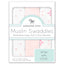 SwaddleDesigns - Muslin Swaddle Blankets (Set of 3), Pink Springfield