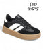 Kids Lace up Sneaker Shoes BLACK WHITE