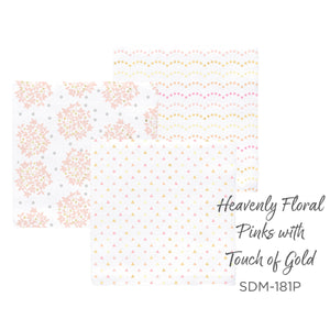 SwaddleDesigns - Muslin Swaddle Blankets (Set of 3), Floral with Gold Shimmer