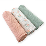 SwaddleDesigns - Muslin Swaddles (Set of 3), Peachy Pink Watercolor Floral