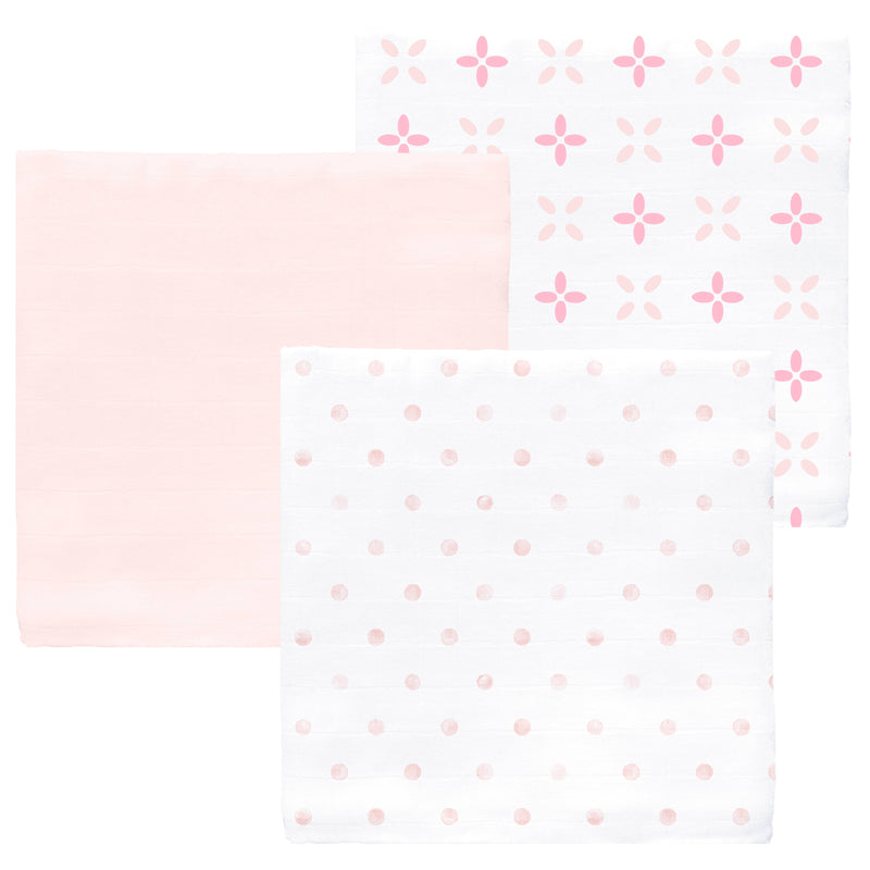 SwaddleDesigns - Muslin Swaddle Blankets (Set of 3), Pink Springfield