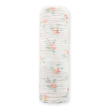 SwaddleDesigns - Peachy Pink Watercolor Floral Muslin Swaddle Blanket