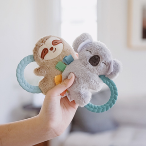 Itzy Ritzy - Ritzy Rattle Pal™ Plush Rattle Pal with Teether: Dino