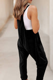 Little Daisy Closet - LDC Side Pockets Harem Pants V Neck Jumpsuit Black