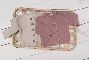 Mali Wear - Baby Girl Sweater Cardigan Cotton Knit Dressy top SOPHIA: 0-3m / Sophia Dusty Pink