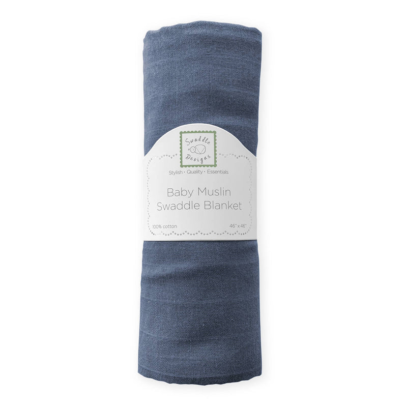 SwaddleDesigns - Denim Muslin Swaddle Blanket, Premium Cotton