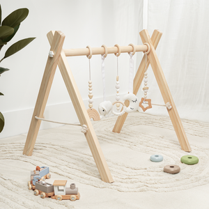 Foldable Baby Play Gym with 5 Hanging Toys
