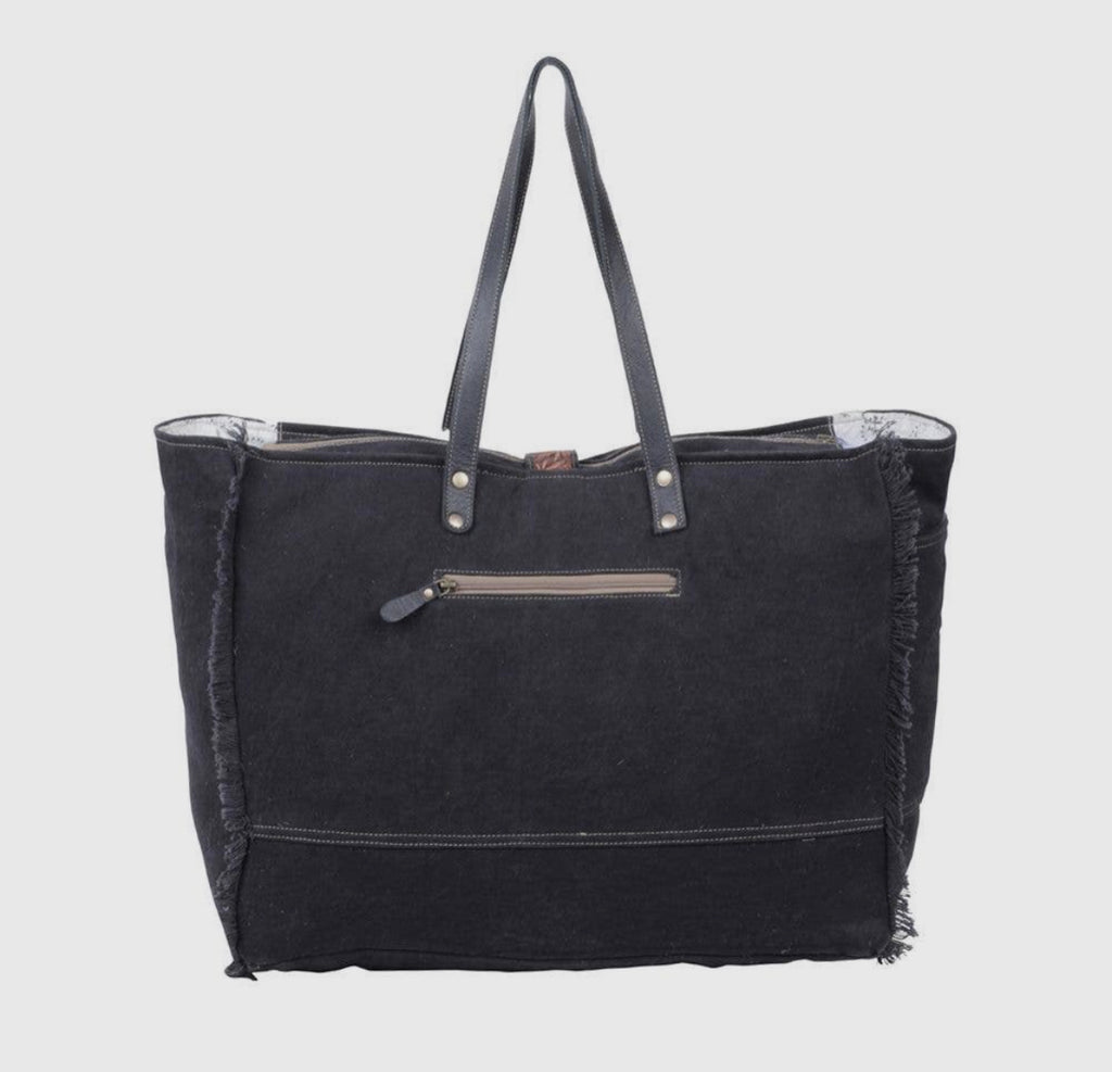 Cowhide Tooled Leather Travel Overnight Weekender Bag
