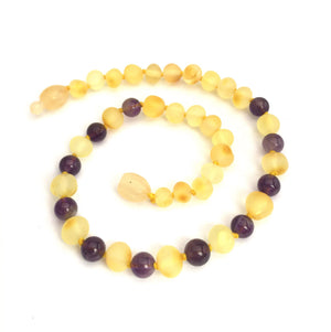 Raw Lemon and Amethyst Baltic Amber Teething Necklace