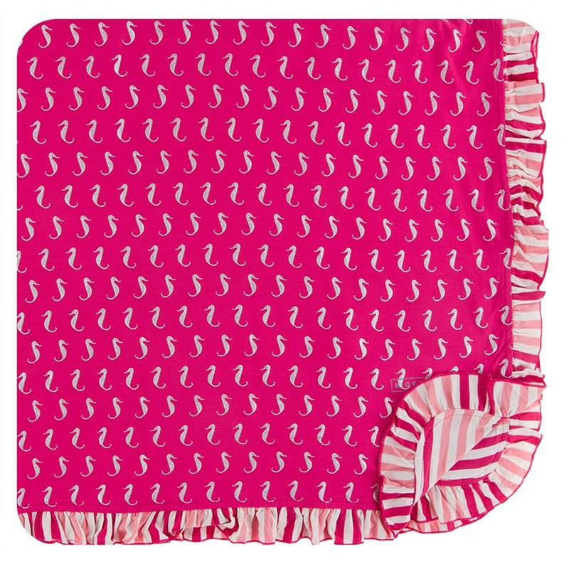 Ruffle Toddler Blanket Prickly Pear Mini Seahorses