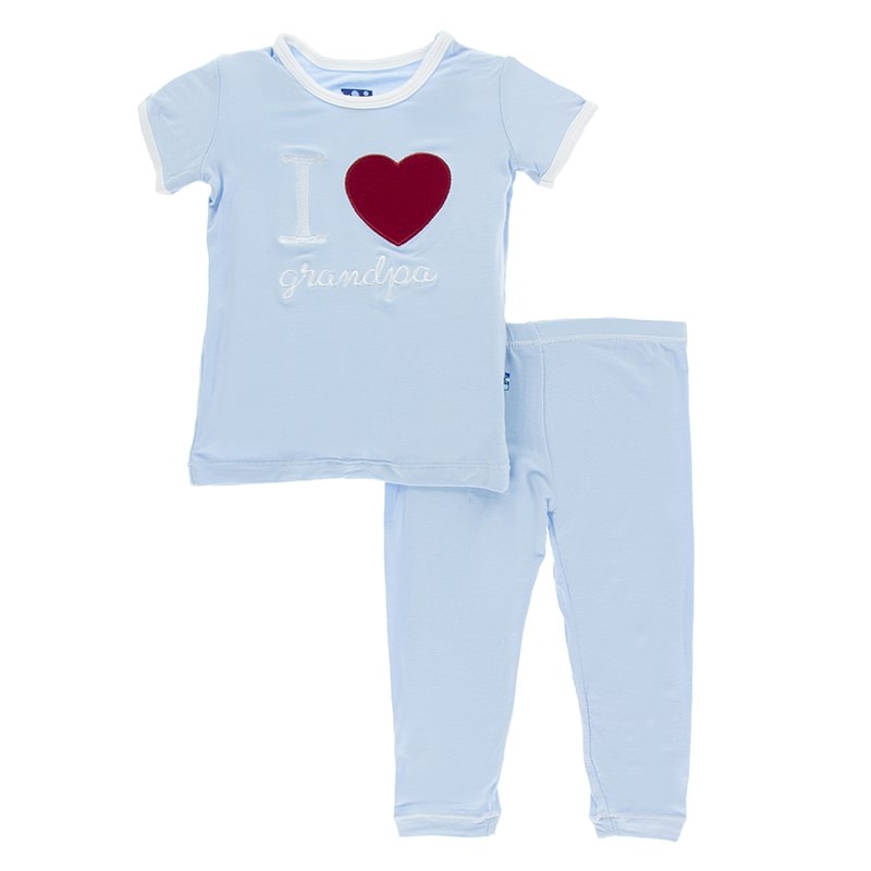 I <3 Grandpa Short Sleeve Appliqué Pajama Set in Pond