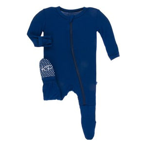Basic Footie with Zipper Flag Blue