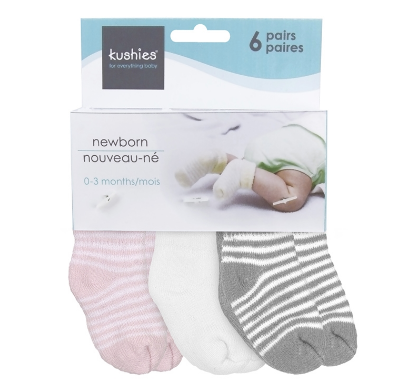 6 Pack Terry Newborn Socks Pink