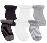 6 Pack Terry Newborn Socks Grey
