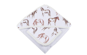 Wild Horses Hooded Bamboo Towel and Washcloth Set