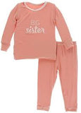 Long Sleeve Appliqué Pajama Set in Blush Big Sister