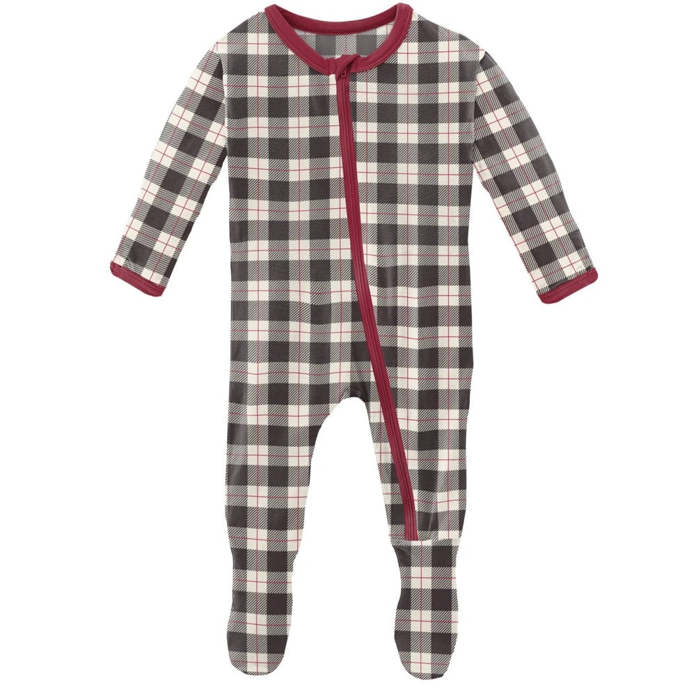 Footie with Zipper Midnight Holiday Plaid