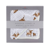Longhorn Hooded Bamboo Towel and Washcloth Set