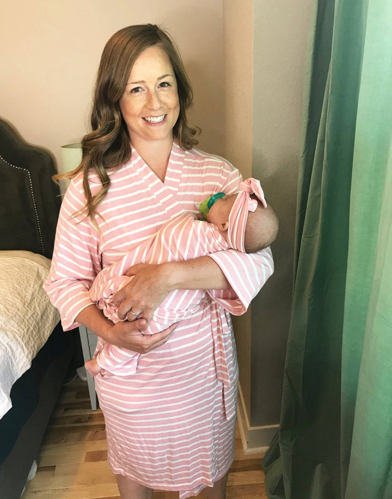 Mommy and Me Robe Swaddle 3 Piece Set