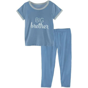 Short Sleeve Appliqué Pajama Set in Blue Moon Big Brother