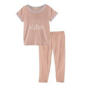 Short Sleeve Appliqué Pajama Set in Blush Big Sister
